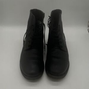 Diesel Black Leather Combat Boots Men’s US 40 Lace-Up Round Toe Ankle